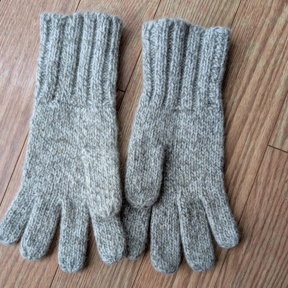 Wool gloves Men's gray color thick - Picture 2 of 4
